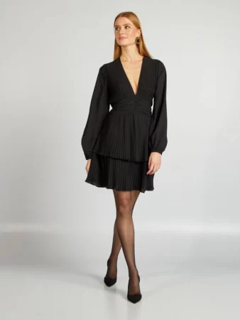 Robe plissée à col V Kiabi